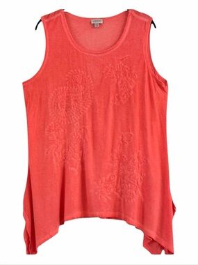 Avenue Coral Embroidered Paisley Burnout Tank Plus Size 14/16 1X